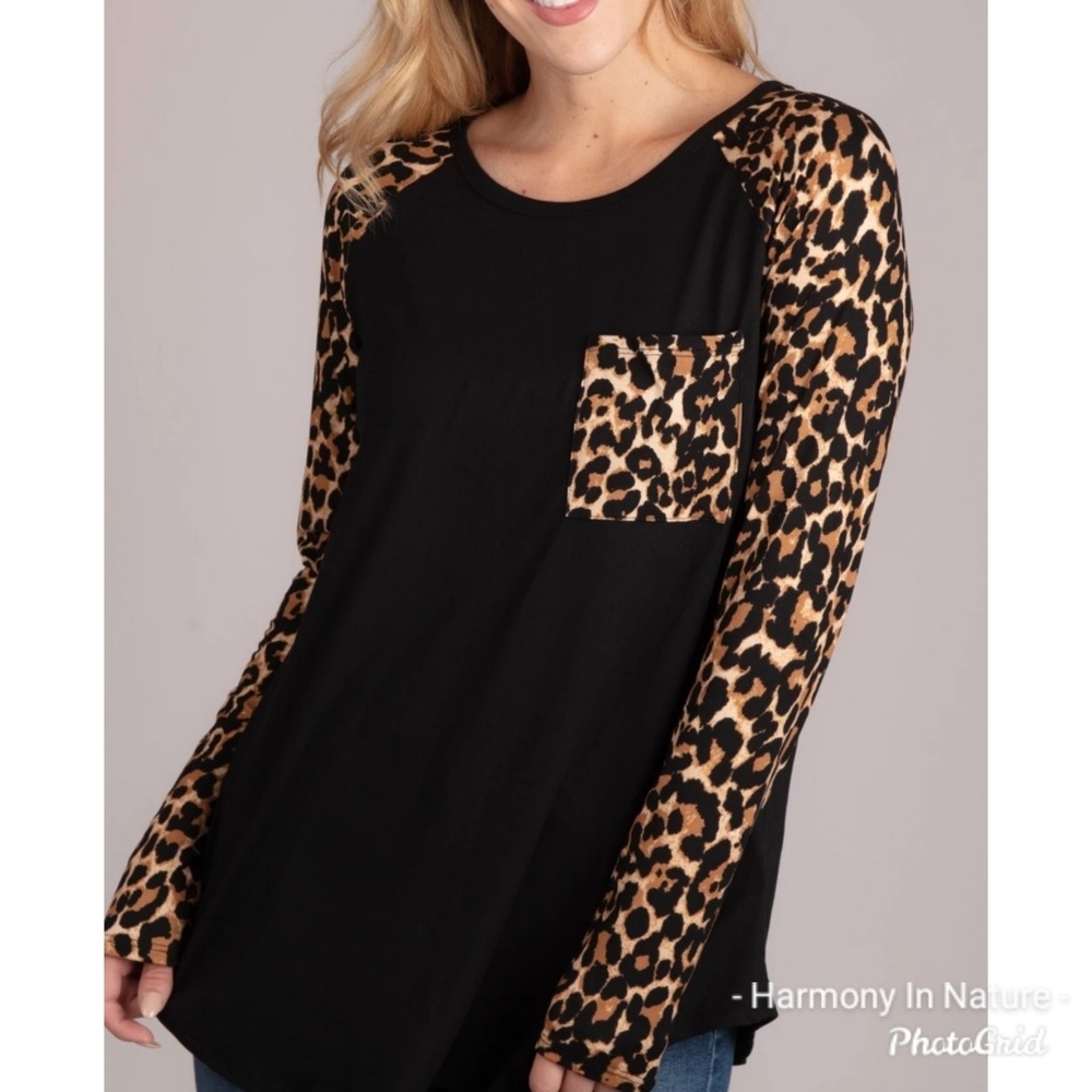 LAST Soft Leopard Print Pocket Top - Picture 4 of 7